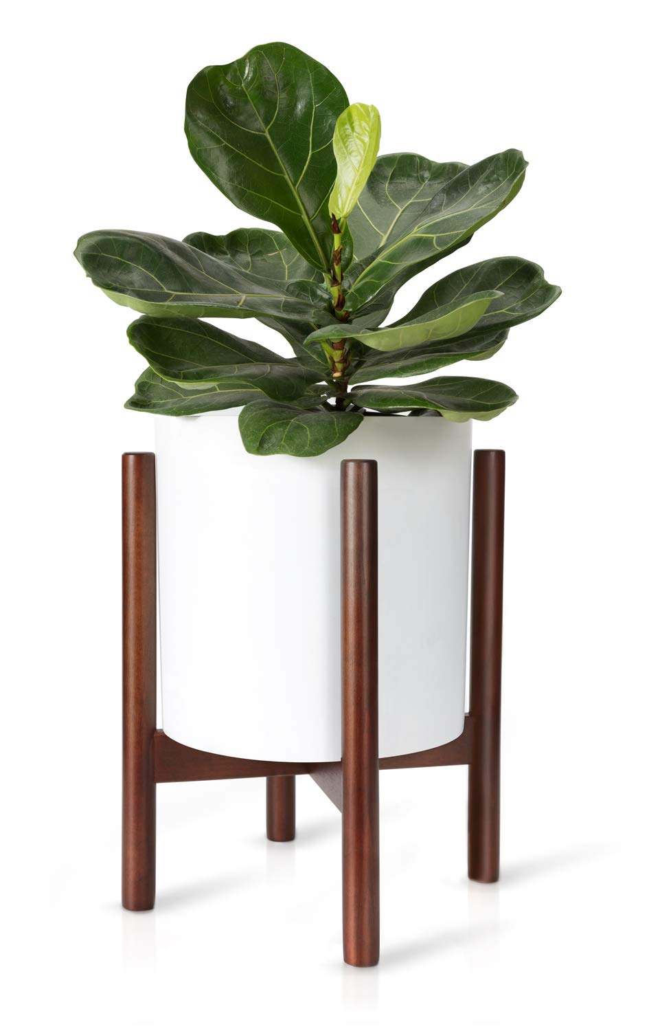 Mkono Plant Stand Mid Century Wood Flower Pot Holder Indoor Potted Rack Modern Home Decor, Up to 10 Inch Planter (Plant and Pot NOT Included), Dark Brown