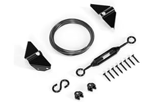 YONSIN Anti-Sag Gate Hardware Kit for Wooden Fence Gate, Anti-Sagging Gate Support Cable Kit Hardware - Corner Brackets & Door Frame Repair, Black, 1 Pac