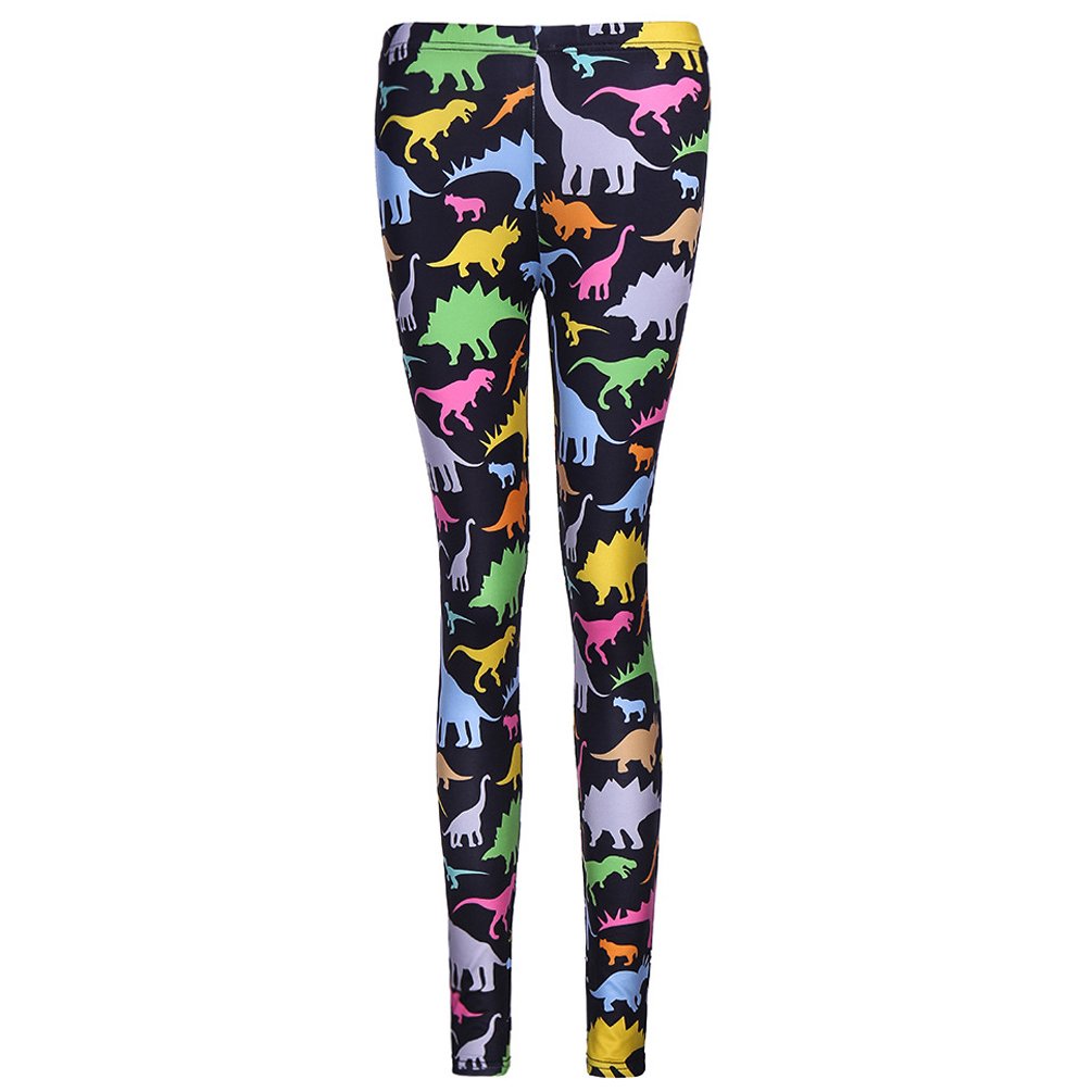 Women\'s Printed Leggings Full Length Colorful Pants (Large, Dragon)