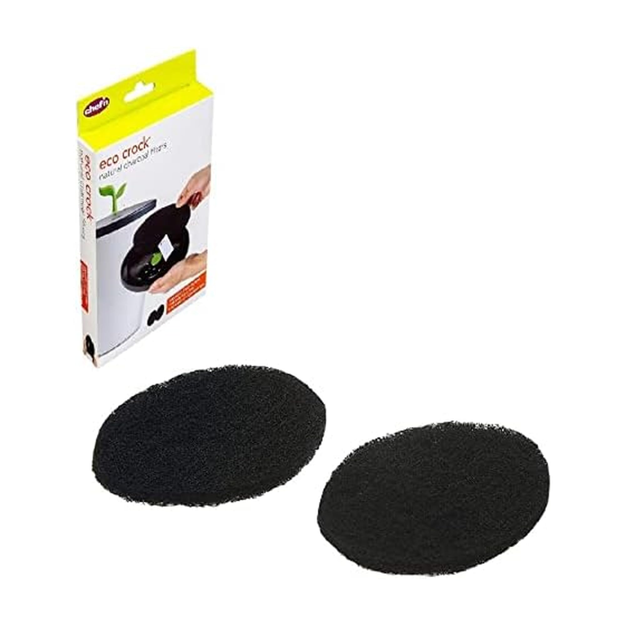 Photo 1 of Chef'n EcoCrock Natural Charcoal Filter Refill Pack (2-Pack), Black, Dimensions - oval, approx. 6-1/2 x 5 inches, 3/8 inch thick