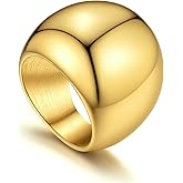 GOLDCHIC JEWELRY Chunky Dome Ring for Women, Stainless Steel Bold Stacking Croissant Statement Ring For Men (Size 7-12, Custom)