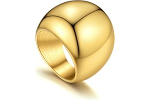 GOLDCHIC JEWELRY Chunky Dome Ring for Women, Stainless Steel Bold Stacking Croissant Statement Ring For Men (Size 7-12, Custo