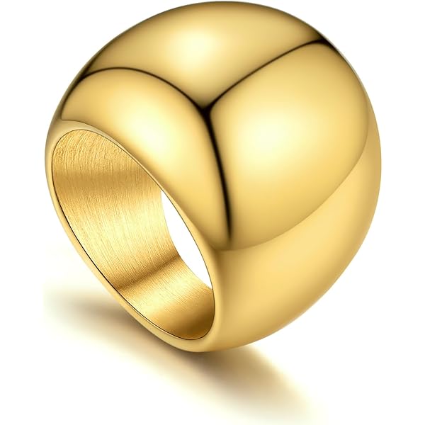 thumbnail image 2 of PAVOI 14K Gold Plated Chunky Dome Ring - Thick Puffy Signet Ring, Stackable Statement Ring For Women & Men (7mm Wide) 2 of 12
