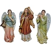 ZJSGLA 5" Angel Playing Musical Instruments Nativity Figures Christmas Decor Village Accessories Set of 3