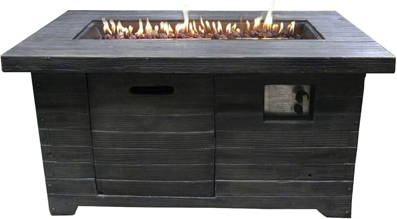 Amazon Com Benjara Bm200140 Rectangular Wood Look Gas Powered