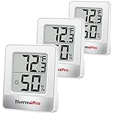 ThermoPro TP49 3 Pieces Digital Hygrometer Indoor Thermometer Humidity Meter Mini Hygrometer with Temperature and Humidity Mo