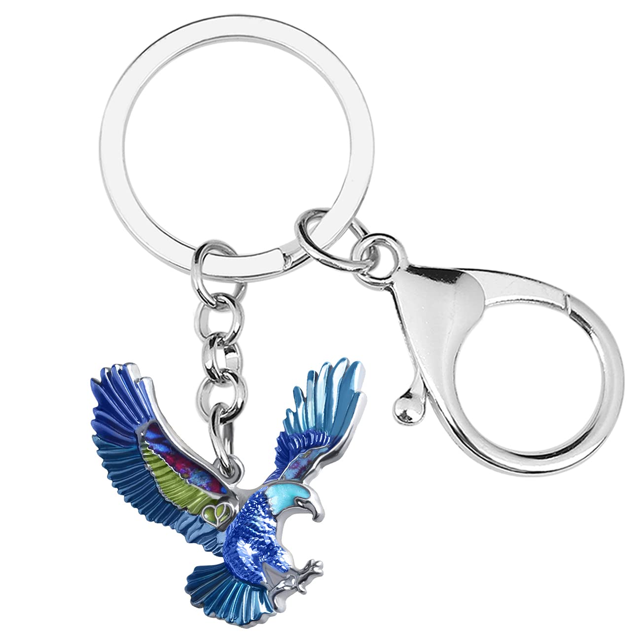 Enamel Alloy Flying Eagle Keychain Bird Charms Novelty Gifts for Women Girls Bag Wallet (Blue)