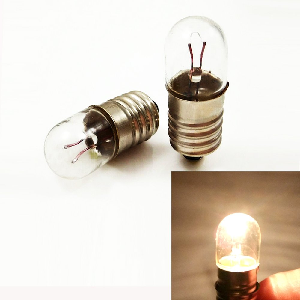10x E10 24V 5W T10x28 Light Bulb Miniature Screw Base Lamp WarmWhite for DIY Teaching Experiment