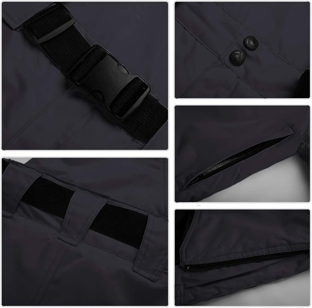 Zeraty Adult Snow Pants Men Women Ski Pants Waterproof and Breathable Polyester Snow Bib Winter Outdoor Snowboarding Black: Clothing