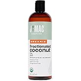 J MAC BOTANICALS, Organic Fractionated Coconut Oil (16 Oz.) Carrier oil for diluting essential oils, leave in conditioner for dry damaged hair, skin, massage
