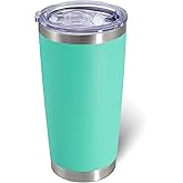 AIANJI 20oz Tumbler Bulk Stainless Steel Tumblers with Lid Vacuum Insulated Double Wall Travel Coffee Mug Powder Coated Tumbler Cup for Hot and Cold Drinks(Light Blue, 1 pack)