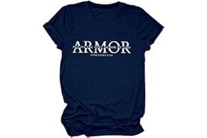 GAQEUWR Put On The Full Armor of God Tshirts for Women, God Faith Christian Bible T-Shirt Religious Short Sleeve Tops