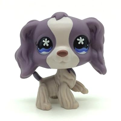 ZAD Rare Littlest Pet Shop Purple Cocker Spaniel Dog Puppy Flower Eyes Toy #672