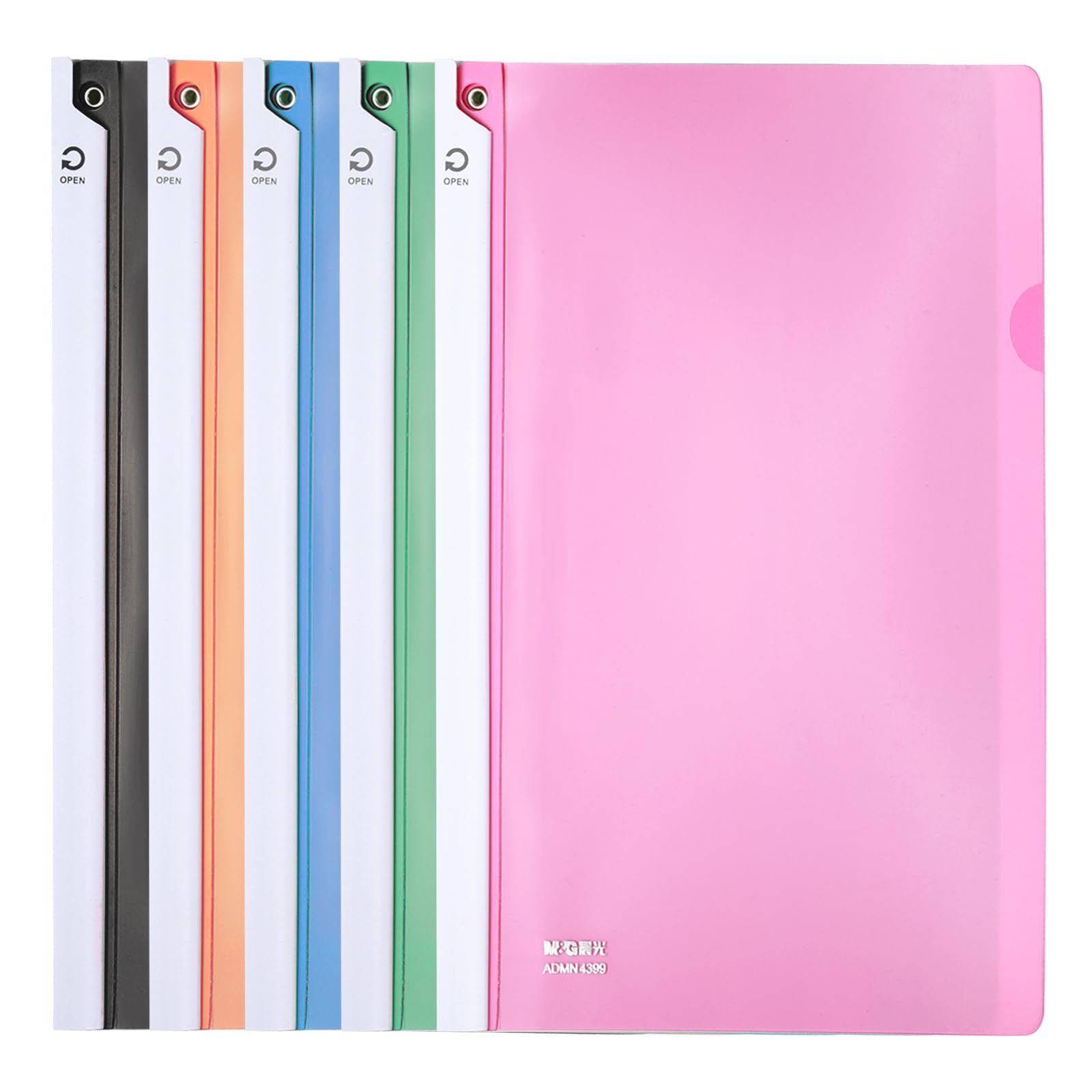 M&G 5 Pcs Report Covers with Swing Clip, 18mm Clear Folders Large Sheets Capacity A4 Size File Document Organizer Binder for Classroom Office, Mix Colors