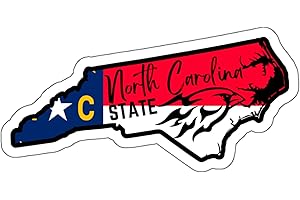 NO THORNS MEDIA North Carolina State Sticker Travel Weatherproof Souvenir Decal Vinyl Small Waterproof for Water Bottle Mug Passport Notebook Laptop Computer Phone Car Stickers Size 4" ID44990