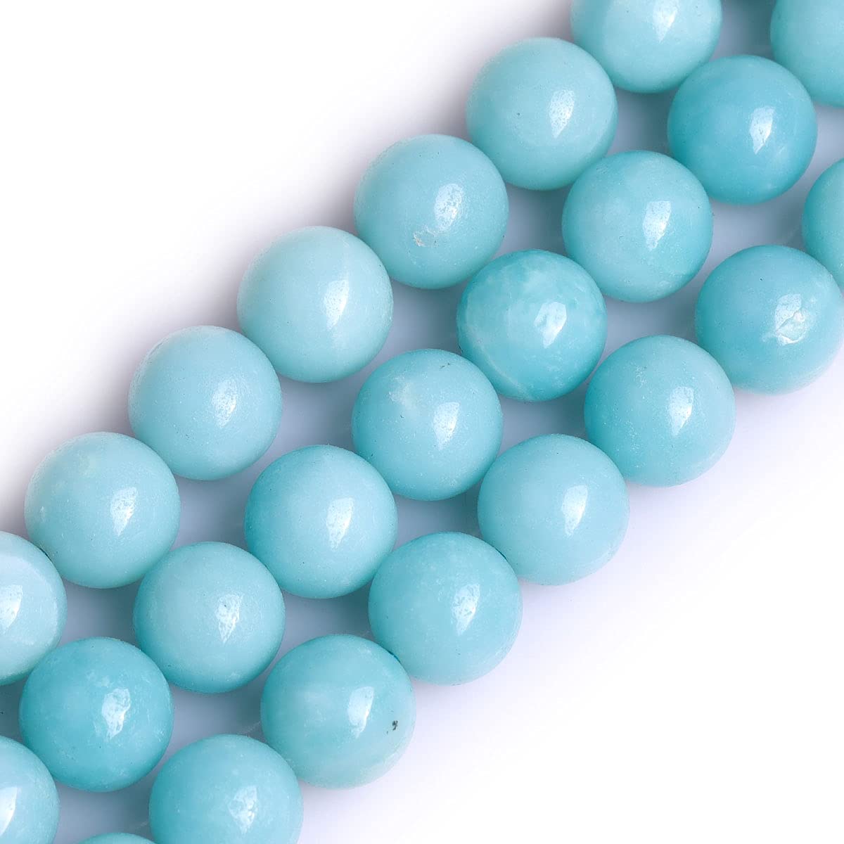 Gem-Inside Natural AAA Grade Blue Amazonite Stone 10mm Round Beads for Jewellery Making Strand 15" 38pcs Beaded Semi Precious Gemstone DIY Handmade Craft Supplies