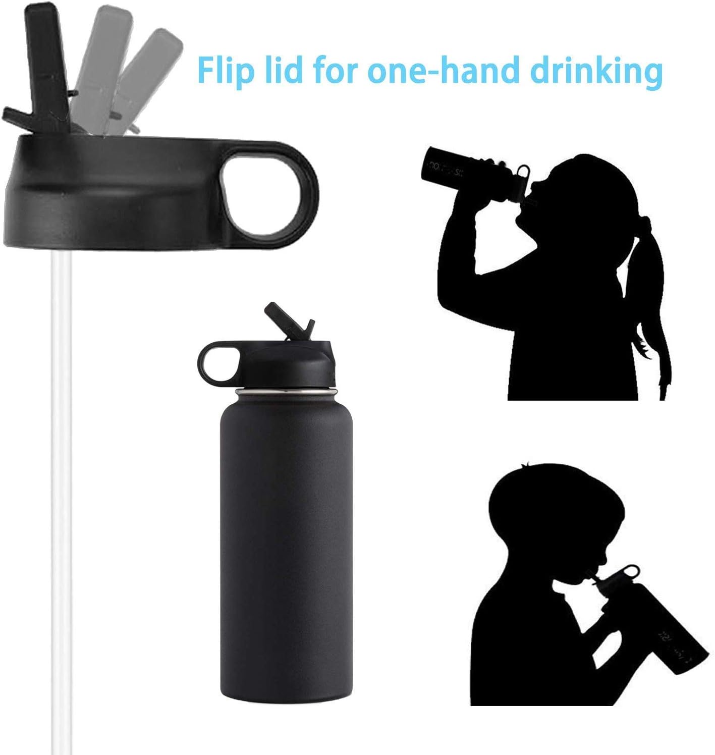 The Mass Wide Mouth Straw Lid Compatibility Most Sports Water Bottle (Black) : Sports & Outdoors