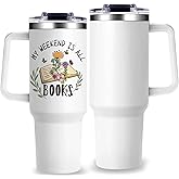 Book Lover Tumbler Gifts for Book Lover Women My Weekend is All Books 40Oz Tumbler with Handle Christmas Birthday Presents for Female Readers Girls Who Love Reading Books