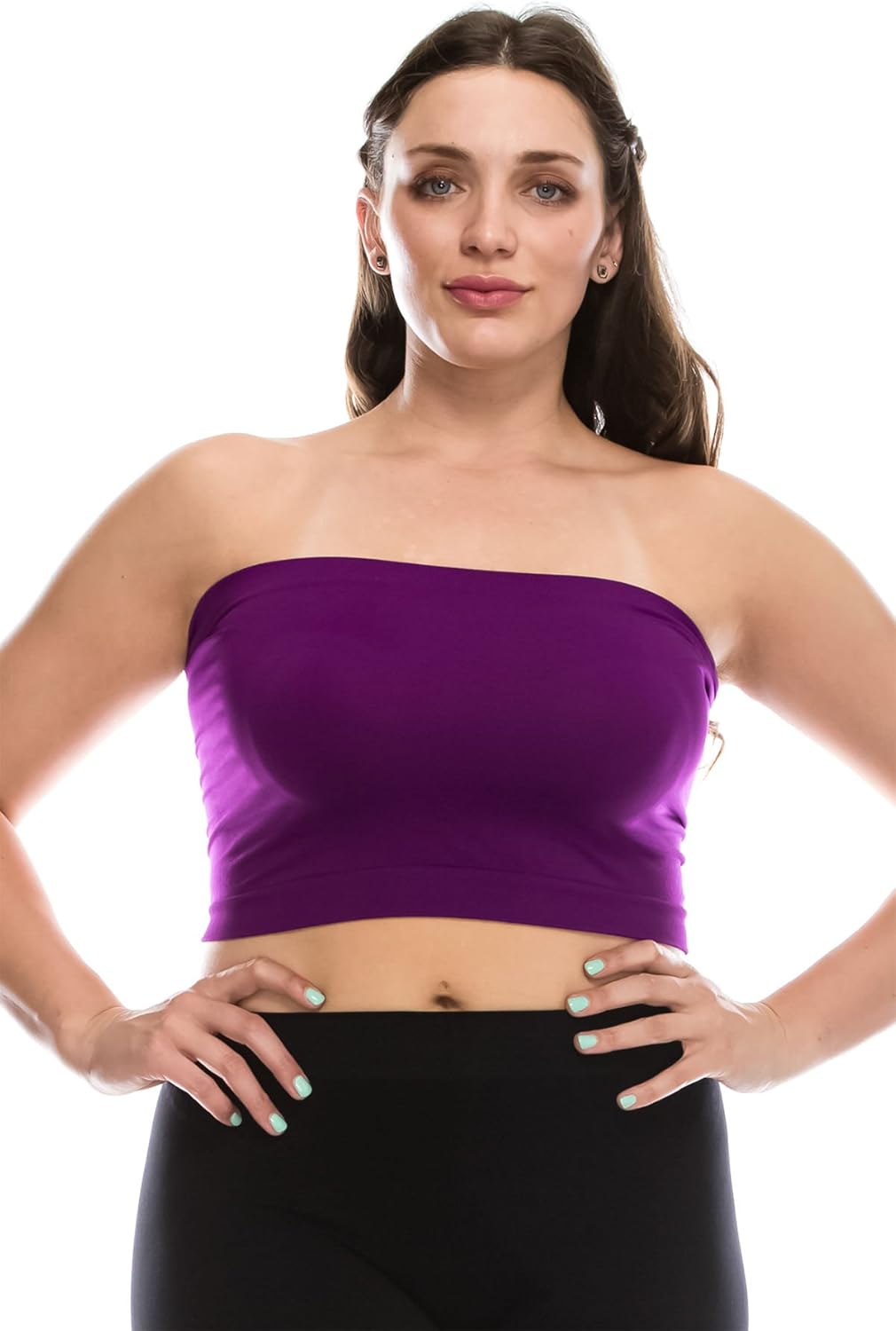 Kurve Women’s Plus Size Bandeau - Strapless Tube Top Stretchy Seamless Sexy Crop Tank Tops, UV Protective Fabric UPF 50+ (Made in USA) at  Women’s Clothing store
