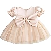 GetWish Toddler Baby Flower Girls Dress Wedding Guest Satin Birthday Party Formal Pageant Tulle Dress for Baby Girl