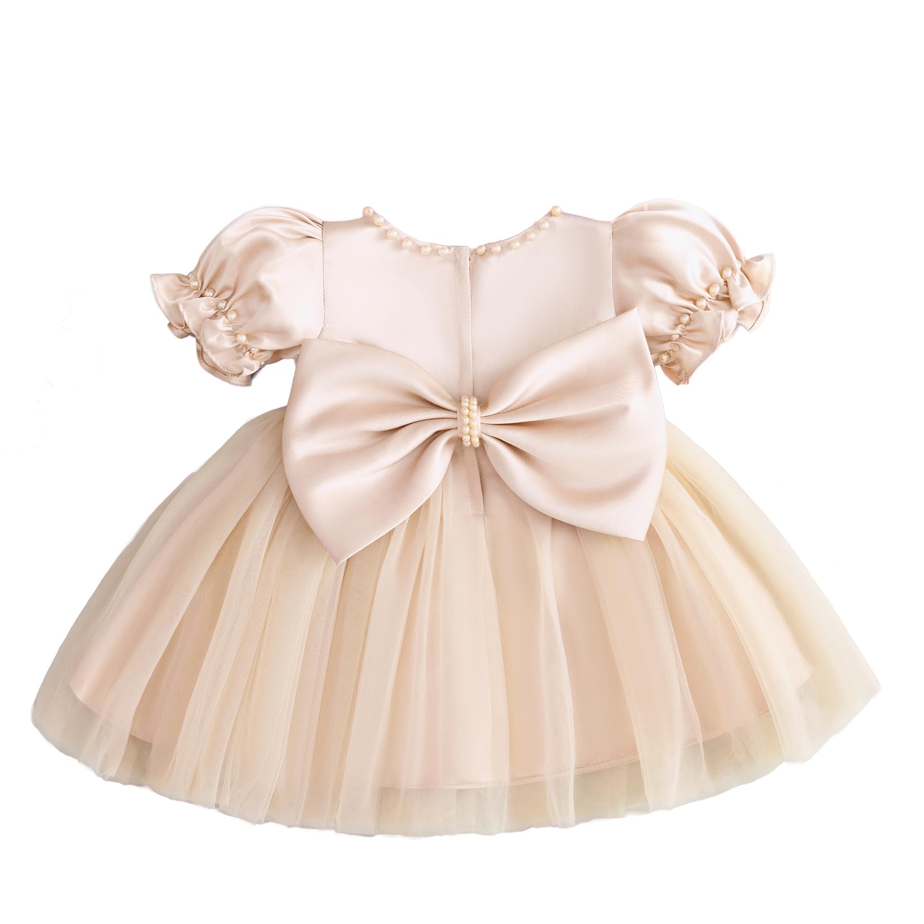 Photo 1 of GetWish Toddler Baby Flower Girls Dress Wedding Guest Satin Birthday Party Formal Pageant Tulle Dress for Baby Girl