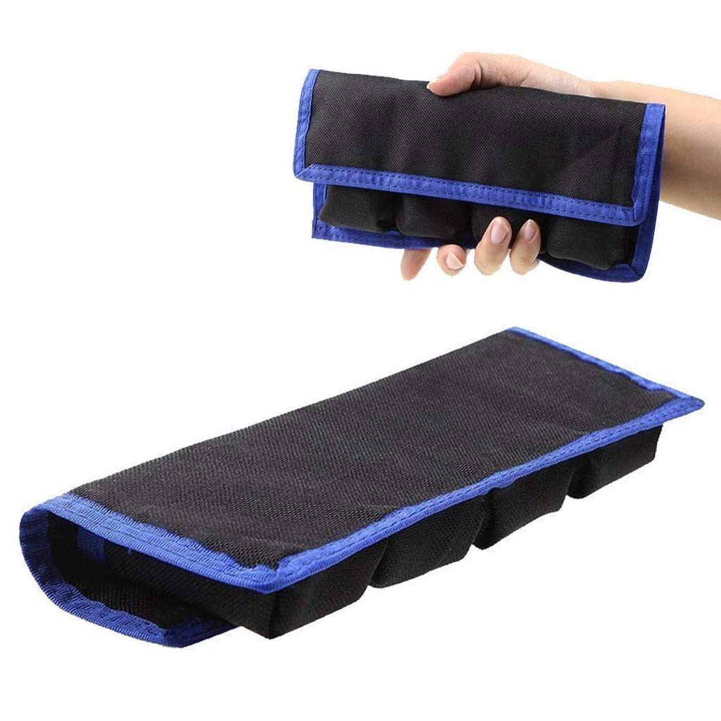 Meking 2 Pcs DSLR Battery Case Holder Storage Bag (4 Pocket) for AA/AAA Battery and LP-E6 LP-E8 LP-E10 LP-E12, EN-EL14 EN-EL15, NP-FW50 NP-F550 NP-FM500H (Gray+Blue)