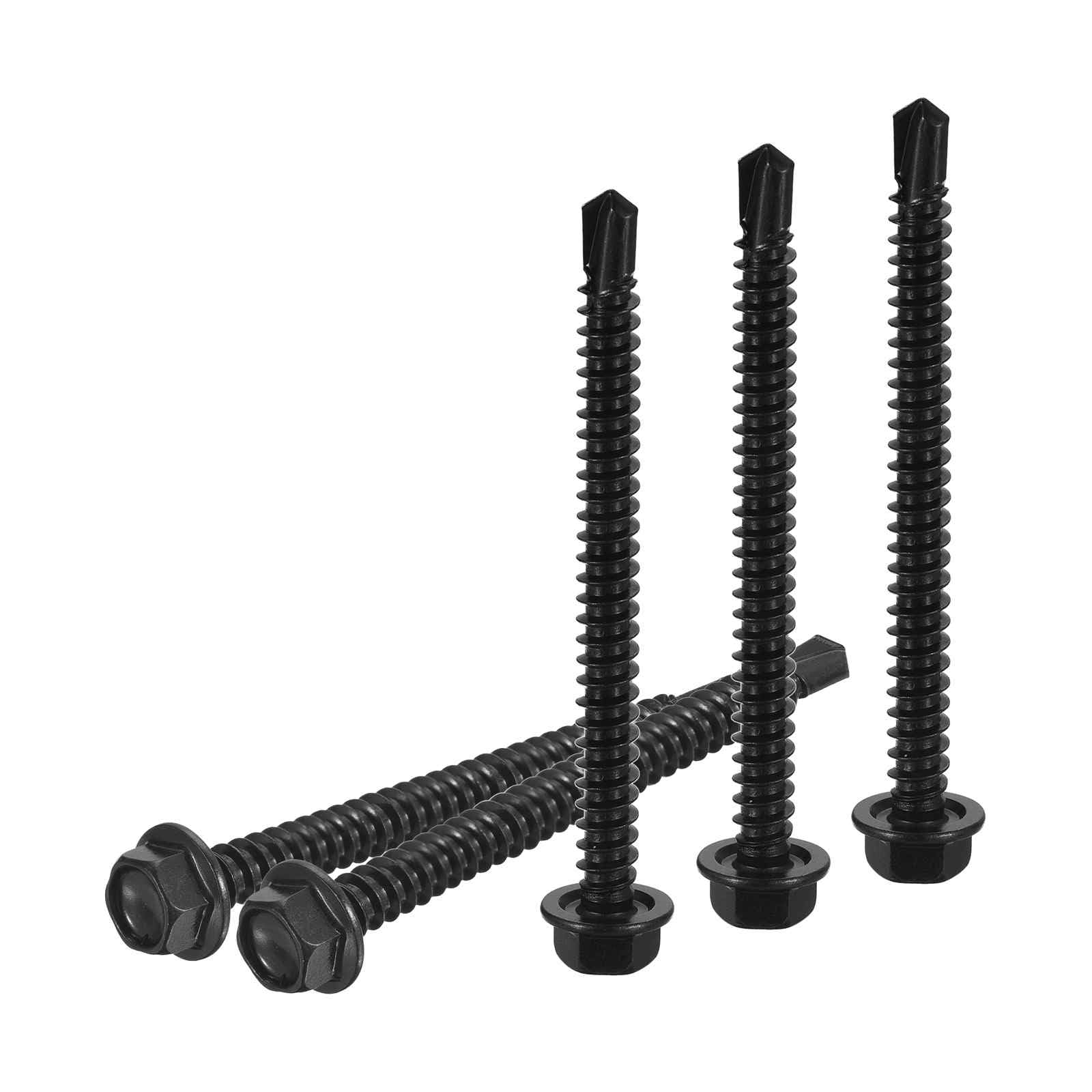 DTGN #12x2-1/2" Hex Washer Head Self Drilling Screws - 50Pack - Good for Machine - 410 Stainless Steel Black Oxide - Self Tapping Sheet Metal Screws — image 1