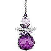 H&D Hanging Crystal Angel Suncatcher Rainbow Maker Guardian Angel Ornament for Home Window Decor (Purple)