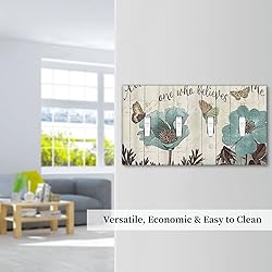 Teal Tulip Rustic Floral Wood Flower Quad Toggle
