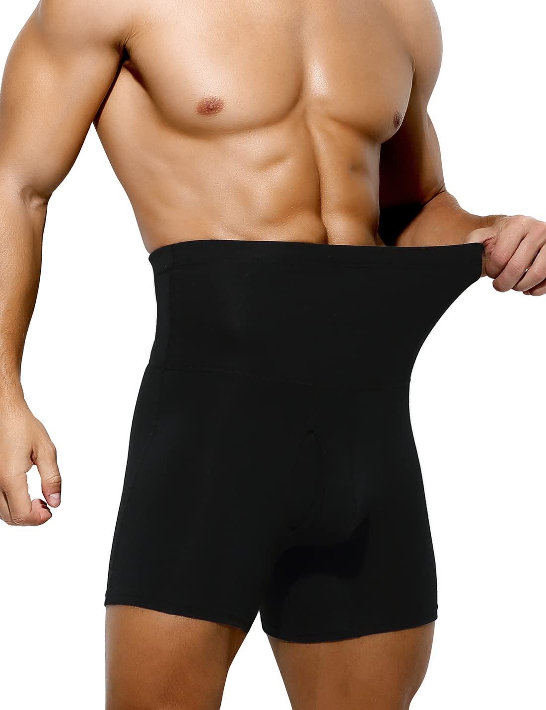 Photo 1 of Arjen Kroos Men's Slimming Boxers High Waisted Compression Shapewear Underwear Tummy Control Boxer Briefs with Open Fly,Ak2185-black,Large