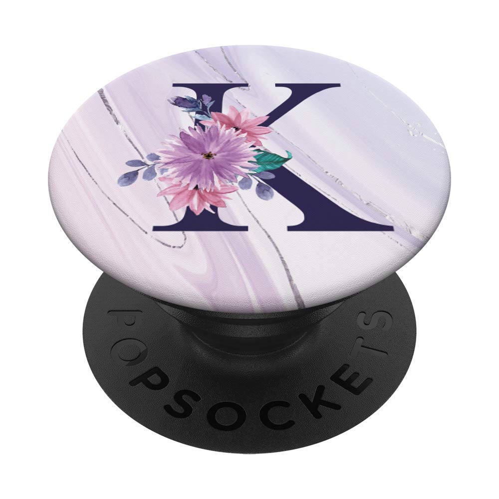 Purple Flower Initial Letter K Monogram Personalized Gifts PopSockets Grip and Stand for Phones and Tablets