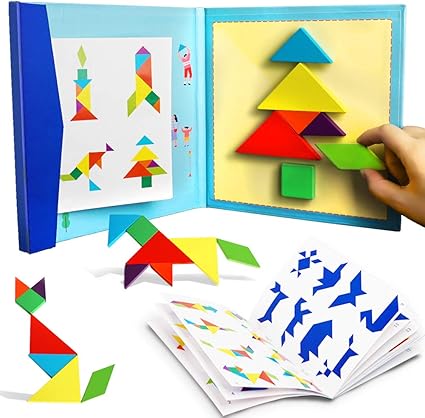 Amazon.com: BEESTECH Wooden Tangram Puzzle Book, Travel Games for Kids in Car, Plane or Take Out for Restaurant, Educational Learning Puzzles Toys, On The Go Toys for Kids, Boys, Girls 3,4,5,6,7,8 Years