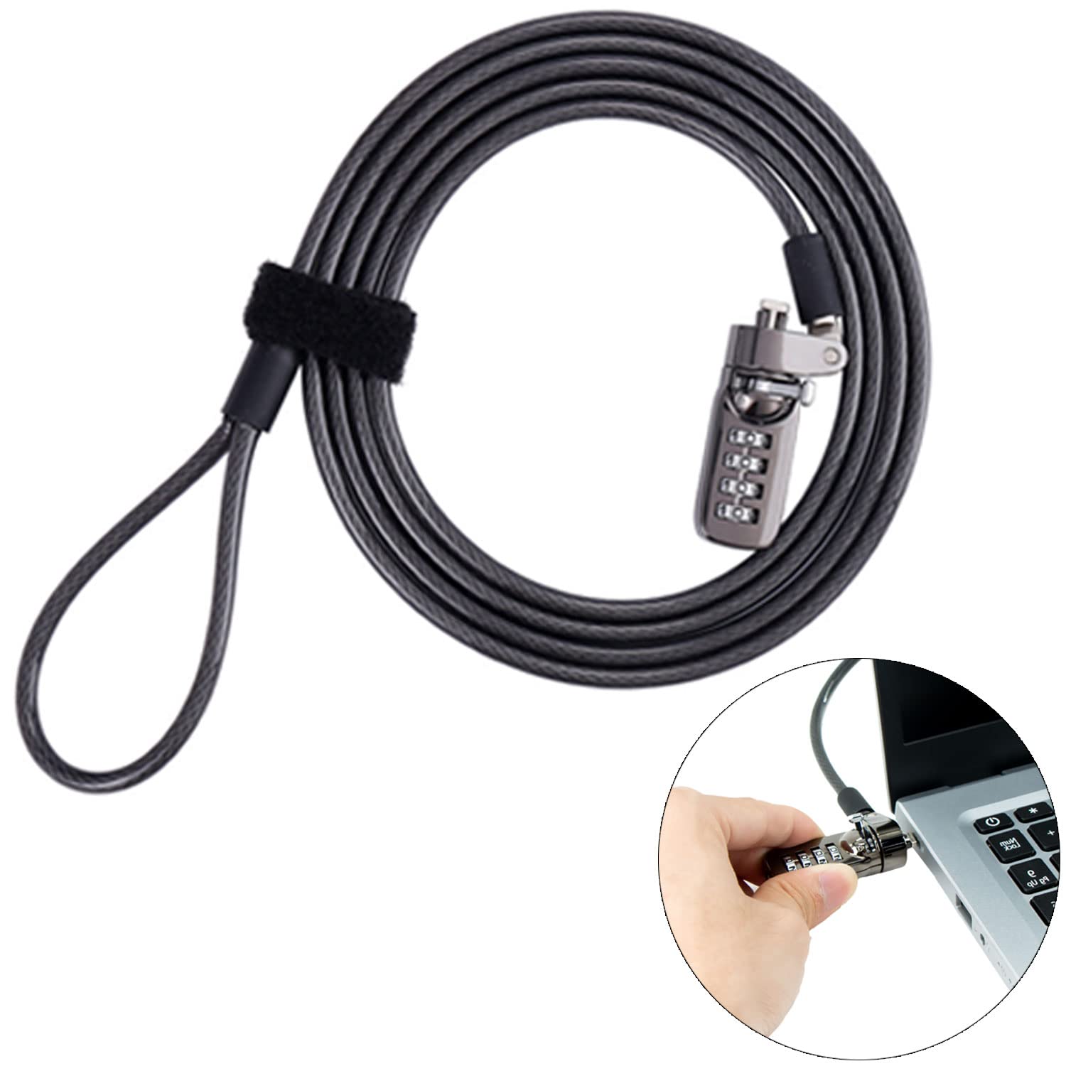 Zolunu Laptop Lock Security Cable with 4-Digit Combination Protections and Theft Deterrent for PC/Laptops, Mac Book, Tablets, iPad, or other Computer