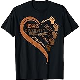 Black History Fists Diversity Equity Melanin African Women T-Shirt Small