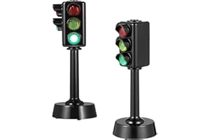 jarbins Traffic Light Toy for Kids, 2Pcs Mini Traffic Light Traffic Signal Light Lamp Stop Light Model Red Light Green Light Game Early Education Playset Toddler Party Favor, Small