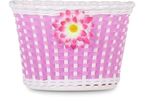 DR BIKE DRBIKE Kids Bike Basket for 12 14 16 inch Toddler Bike, Replacement Girls Bike Basket with Flower or Bowknot, Kids Bike Accessories