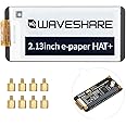 Waveshare 2.13inch E-Paper, Compatible with Raspberry Pi 5/4B/3B+/3B/ and Zero Series Boards, E-Ink Screen for Pwnagotchi Kit, SPI Interface, HAT+ Standard