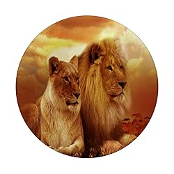 Lion and Lioness PopSockets PopGrip: Swappable Grip