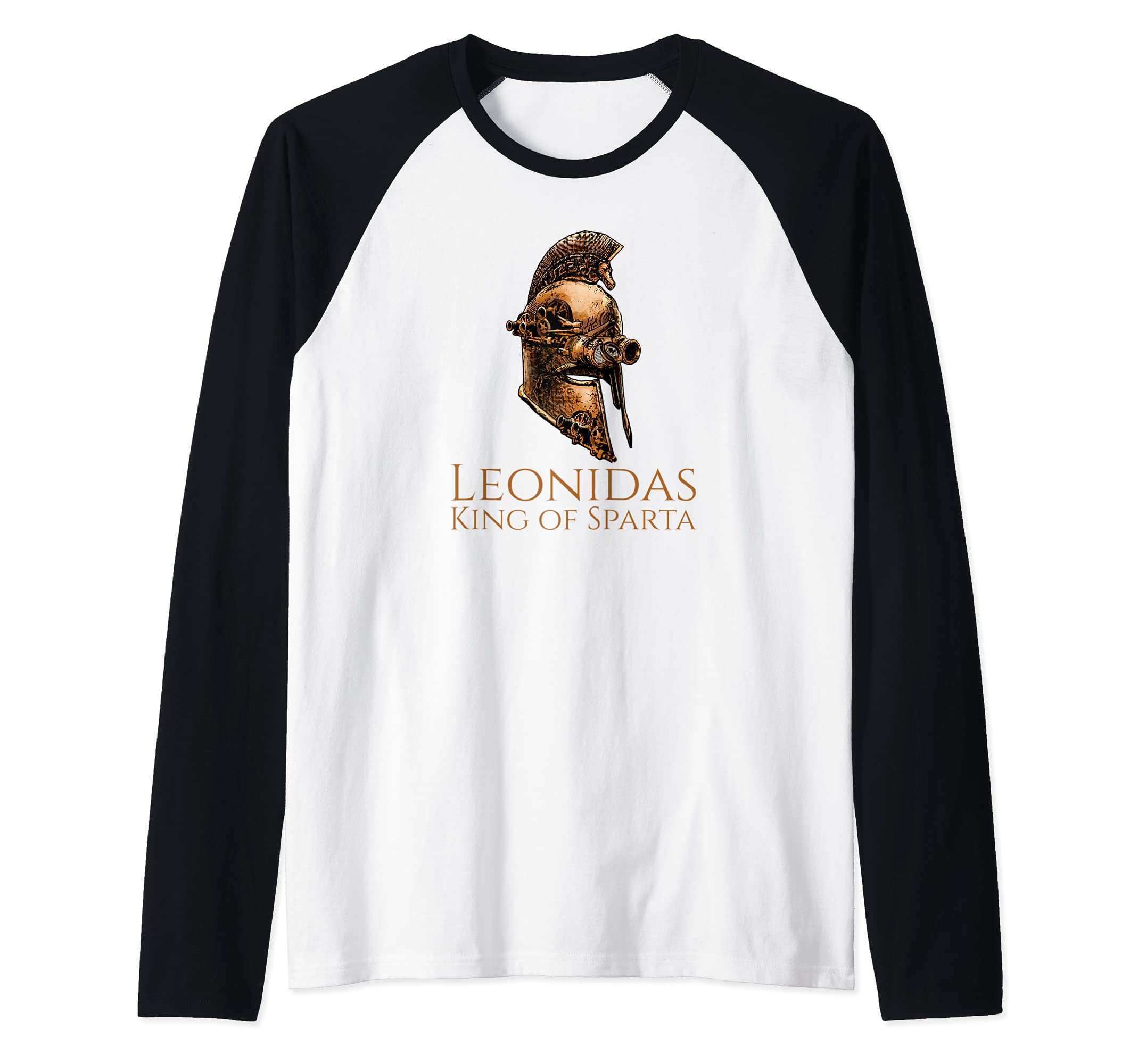 Leonidas - King Of Sparta - Steampunk Ancient Greek Helmet Raglan Baseball Tee