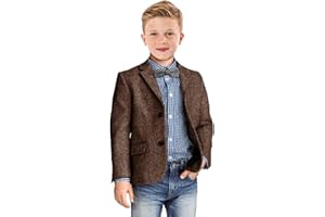 SZZMMER Boys Blazer Retro Herringbone Sport Coat Formal Tweed Patterned Classic Kids Jacket for Boy Wedding Casual Jacket