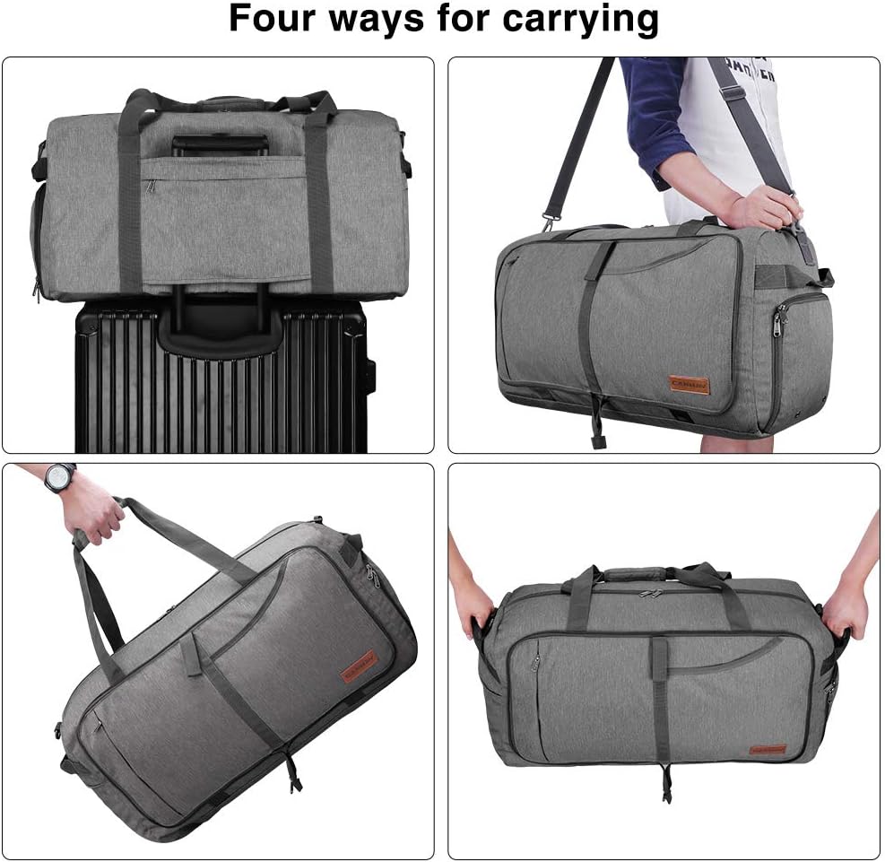  | Canway 65L Travel Duffel Bag, Foldable Weekender Bag with Shoes Compartment for Men Women Water-proof & Tear Resistant | Travel Duffels