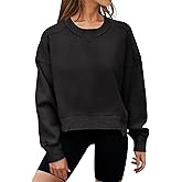 MEROKEETY Women's Oversized Cropped Sweatshirts Crewneck Trendy Workout Pullover Sweater Fall Outfits