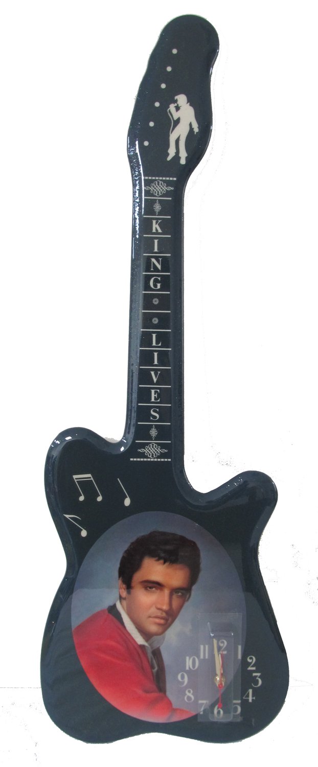 Elvis Clock Elvis Presley Guitar Shaped Wooden Wall Clock Blue
