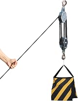 Nisorpa 1.8 Ton Rope Hoist Pulley Block 4000 lbs w/ 2 Webbing Slings 20m Rope view 4