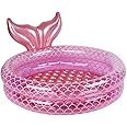Inflatable Kiddie Pools Mermaid, Backyard Round Swimming Pool for Kids, Cute Raft Paddling Pool Indoor&Outdoor Toddler Fun Water Swim Beach Floaties Toys Fishing Pond Ball Pit Pool