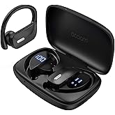 occiam Sport Wireless Earbuds Bluetooth Headphones 80hrs Playtime Deep Bass Ear Buds with Earhook Noise Cancelling Mic Waterproof Earphones for Workout Running Matte Black