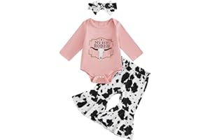 Toddler Girl Western Outfit Infant Cowgirl Clothes Farm Floral Short Sleeve Tassel Hem Top Flare Pant Headband Sets