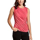 DKNY Womens Ruched Side Sleeveless Knit Blouse