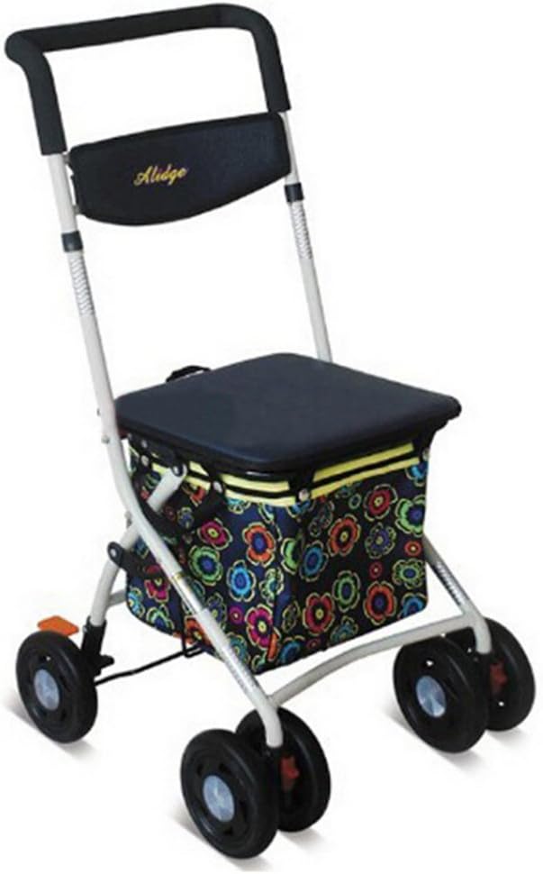 ROLLATOR Walker Collapsible Trolley 6 Wheels Lightweight Walking Frame with Seat and Basket