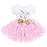 Baby Girls Newborn It's My 1st/2nd Birthday Cake Smash Shinny Printed Sequin Bow Tutu Princess Dress